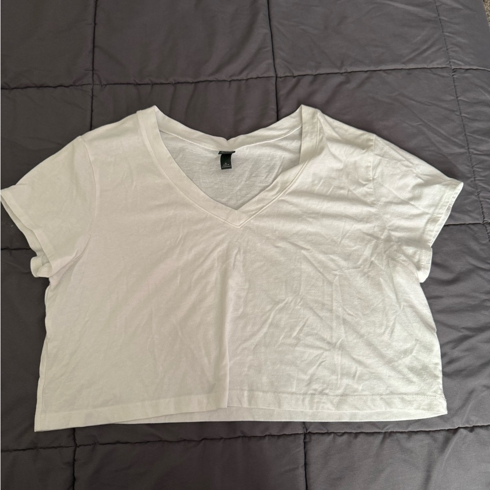 Wild Fable White Short Sleeve Crop T-Shirt